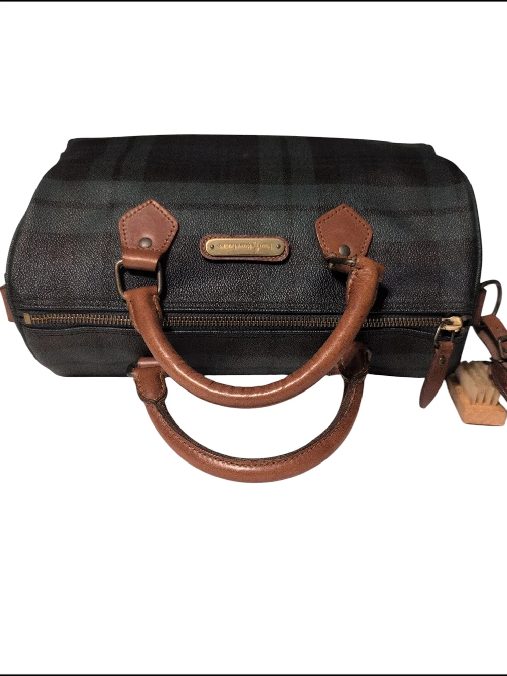 Polo by Ralph Lauren Doc Mini Boston Plaid Duffel Preloved Vintage Handbag Brush